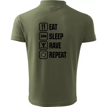 Pánská košile Eat sleep rave repeat - Polokošile pánská Pique Polo 203 - M ( Khaki )