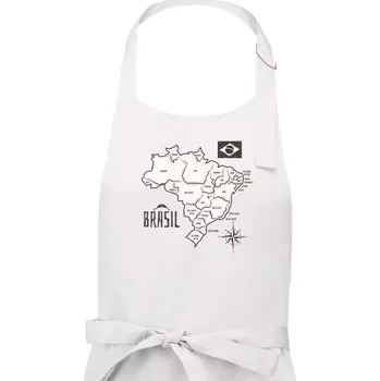 Kuchyňská zástěra Brazílie mapa s názvy regionů - Dámská zástěra na vaření - Univerzální velikost ( Bílá )