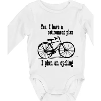 Staré kolo - Yes, I have a retirement plan, I plan on cycling - Body kojenecké s dlouhým rukávem - Dlouhý r. do 3 měs ( Bílá )