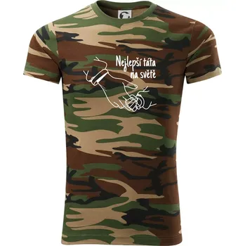 Pánské tričko Ruka - Nejlepší táta na světě - Army CAMOUFLAGE - XL ( Hnědý maskáč )