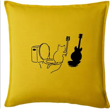 Polštář Kočka a kytara WC - Polštář 50x50 - 50x50 - Pouze potah ( Žlutá )