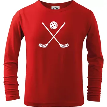 Chlapecké tričko Florbalové hokejky - Triko dětské Long Sleeve - 122 cm/6 let ( Červená )