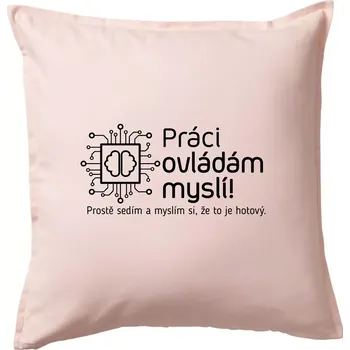 Polštář Práci ovládám myslí - Polštář 50x50 - 50x50 - Pouze potah ( Světle růžová )