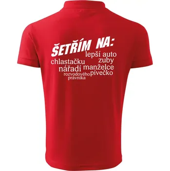 Pánská košile Nápis šetřím na - Polokošile pánská Pique Polo 203 - XL ( Červená )