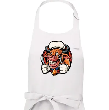 Kuchyňská zástěra Kráva na gril - Pánská zástěra na vaření - Univerzální velikost ( Bílá )