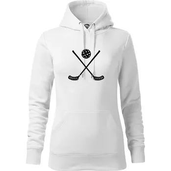 Dámská mikina Florbalové hokejky - Mikina dámská Cape s kapucí - XL ( Bílá )