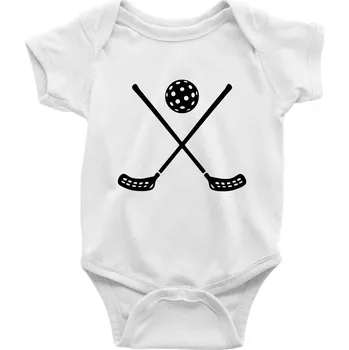 Kojenecké oblečení Florbalové hokejky - Body kojenecké s krátkým rukávem - Krátký r. do 3 měs ( Bílá )