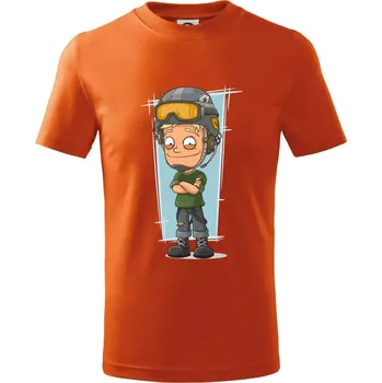 Vesmírný voják denim - Tričko dětské bavlněné - 134 cm/8 let ( Oranžová )