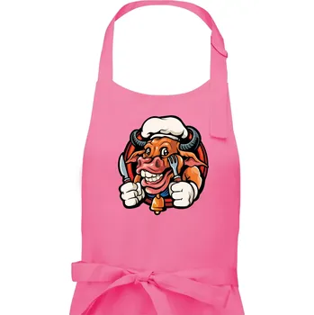 Kuchyňská zástěra Kráva na gril - Dámská zástěra na vaření - Univerzální velikost ( Růžová )