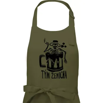 Kuchyňská zástěra Tým ženicha kostra - Pánská zástěra na vaření - Univerzální velikost ( Khaki )