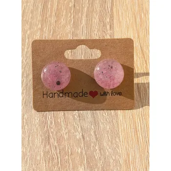 Náušnice Handmade Náušnice pecky chirurgická ocel růžové sklo