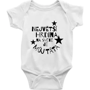 Kojenecký body Nejvetší hrdina na Světě je můj táta - Body kojenecké s krátkým rukávem - Krátký r. do 3 měs ( Bílá )