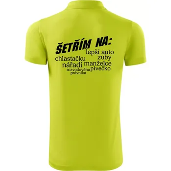 Pánská košile Nápis šetřím na - Polokošile Victory sportovní (dresovina) - S ( Limetková )