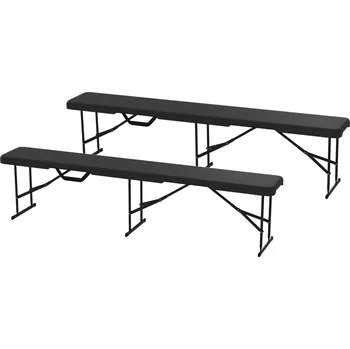 Zahradní lavice Outsunny Kempinková lavička Outsunny, plastová venkovní lavička, nosnost 240 kg, černá