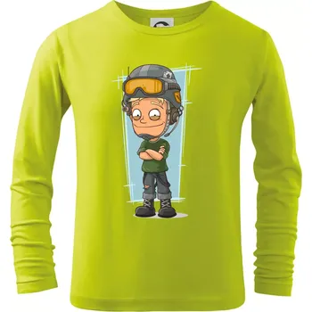 Chlapecké tričko Vesmírný voják denim - Triko dětské Long Sleeve - 158 cm/12 let ( Limetková )