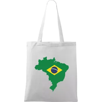 Nákupní taška Brazílie vlajka v mapě - Taška bavlněná - 42 x 38 cm ( Bílá )