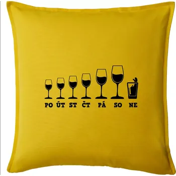 Polštář Evoluce víno celý týden - Polštář 50x50 - 50x50 - Pouze potah ( Žlutá )