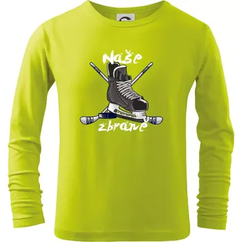 Hokej - naše zbraně - Triko dětské Long Sleeve - 104-110cm / 3-4 roky ( Limetková )