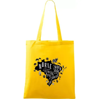 Brazílie mapa a zvyky - Taška bavlněná - 42 x 38 cm ( Žlutá )