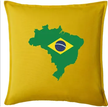 Polštář Brazílie vlajka v mapě - Polštář 50x50 - 50x50 - Pouze potah ( Žlutá )