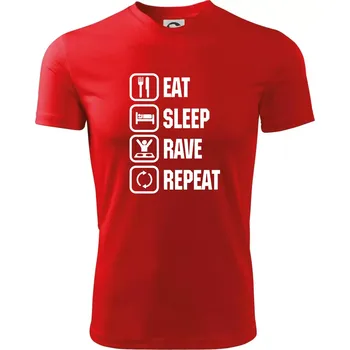 Eat sleep rave repeat - Dětské triko sportovní (dresovina) - 158 cm/12 let ( Červená )