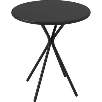 Zahradní stůl Outsunny zahradní stůl Ø60 x 70 cm, ocelový balkonový stůl odolný proti povětrnostním vlivům, kulatý jídelní stůl s polštářem na nohy černý