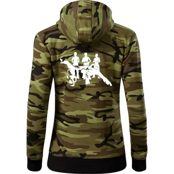 Dámská mikina Capoeira všichni - Dámská mikina trendy zipper s kapucí - XS ( Zelený maskáč )