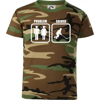 Chlapecké tričko Problém hokejista - Dětské maskáčové triko - 146 cm/10 let ( Hnědý maskáč )