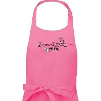 Kuchyňská zástěra Profil kopců - Kolem Pálavy - Dámská zástěra na vaření - Univerzální velikost ( Růžová )