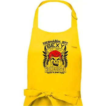 Kuchyňská zástěra Nesnáším být sexy - Hokejista - Pánská zástěra na vaření - Univerzální velikost ( Žlutá )