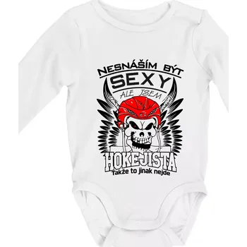 Nesnáším být sexy - Hokejista - Body kojenecké s dlouhým rukávem - Dlouhý r. do 3 měs ( Bílá )
