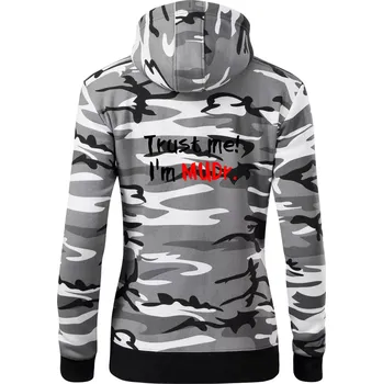 Dámská mikina Trust me I´m MUDr. / Věř mi jsem MUDR. - Dámská mikina trendy zipper s kapucí - M ( Šedý maskáč )