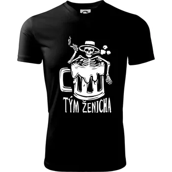 Pánské tričko Tým ženicha kostra - Pánské triko Fantasy sportovní (dresovina) - 2XL ( Černá )