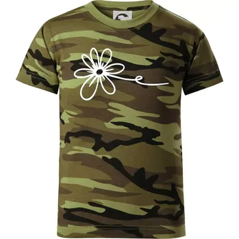 Kopretina - Dětské maskáčové triko - 134 cm/8 let ( Zelený maskáč )