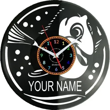 Hodiny Hodiny Rybka Tvé Jméno Nástěnné Vinylové Desky Moderní Dekorativní Na Zeď