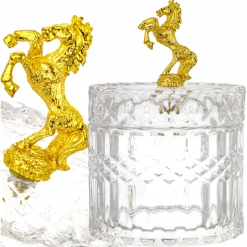 Dóza na potraviny SKLENĚNÁ DÓZA 13 CM ORGANIZÉR S VÍKEM NA VATOVÉ TAMPÓNY, KOSMETIKU A DROBNOSTI