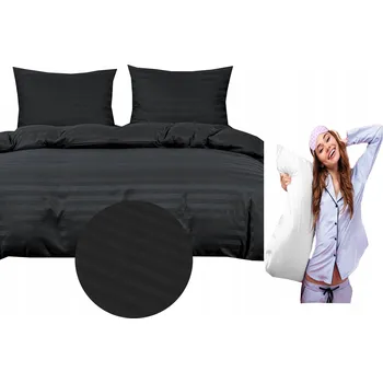 Povlečení Povlečení damašek hotelové s proužky 140x200 ČERNÉ