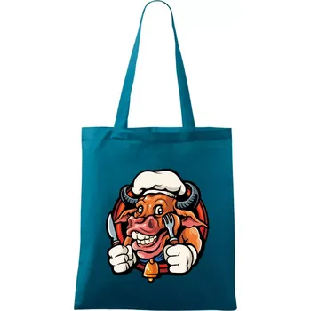 Kráva na gril - Taška bavlněná - 42 x 38 cm ( Petrolejová )