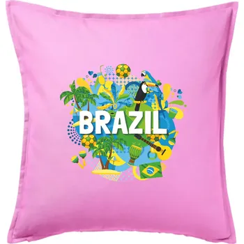 Polštář Brazílie Barevný obrázek - Polštář 50x50 - 50x50 - Pouze potah ( Růžová )