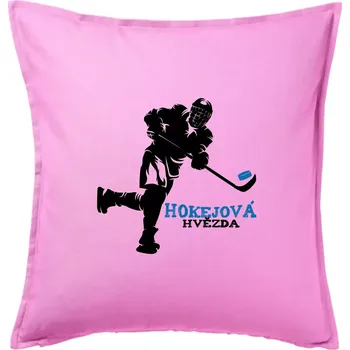 Polštář Hokejová hvězda - Polštář 50x50 - 50x50 - Pouze potah ( Růžová )