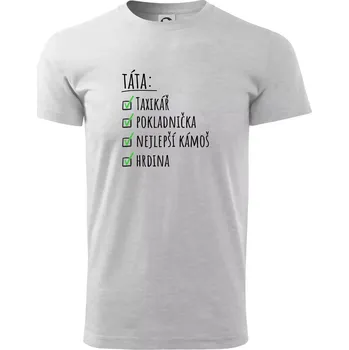 Táta - check list - Triko extra velké (5-8XL) - 7XL ( Světlešedý Melír )