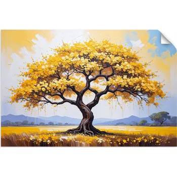 Obraz 3D Zlatý Strom Života PLAKÁT SAMOLEPKA do OBÝVACÍHO POKOJE LOŽNICE KUCHYNĚ 60x40