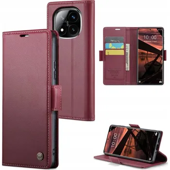 Pouzdro na mobilní telefon Flipové pouzdro Caseme kožené červené s ochranou RFID