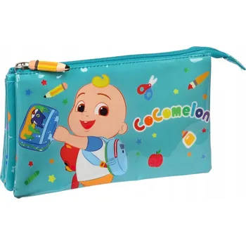 Penál Třípatrový penál CoComelon Zpátky do školy Světle modrý (22 x 12 x 3 cm)