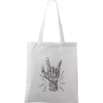Metal mechanical ruka - Taška bavlněná - 42 x 38 cm ( Bílá )