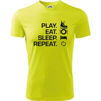 Play Eat Sleep Repeat hokej - Dětské triko sportovní (dresovina) - 158 cm/12 let ( Neonově žlutá )