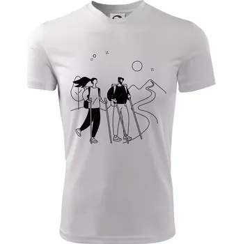 Chlapecké oblečení Kreslený pár na výletě - Dětské triko sportovní (dresovina) - 146 cm/10 let ( Bílá )