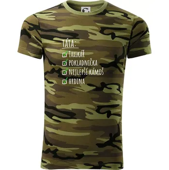 Pánské tričko Táta - check list - Army CAMOUFLAGE - L ( Zelený maskáč )
