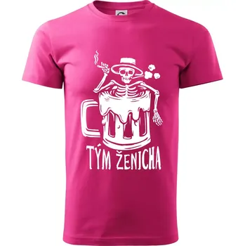 Pánská móda Tým ženicha kostra - Klasické pánské triko vyšší gramáže - M ( Purpurová )