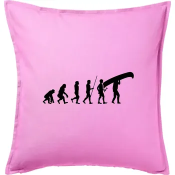 Polštář Evoluce kanoe nad hlavou - Polštář 50x50 - 50x50 - Pouze potah ( Růžová )